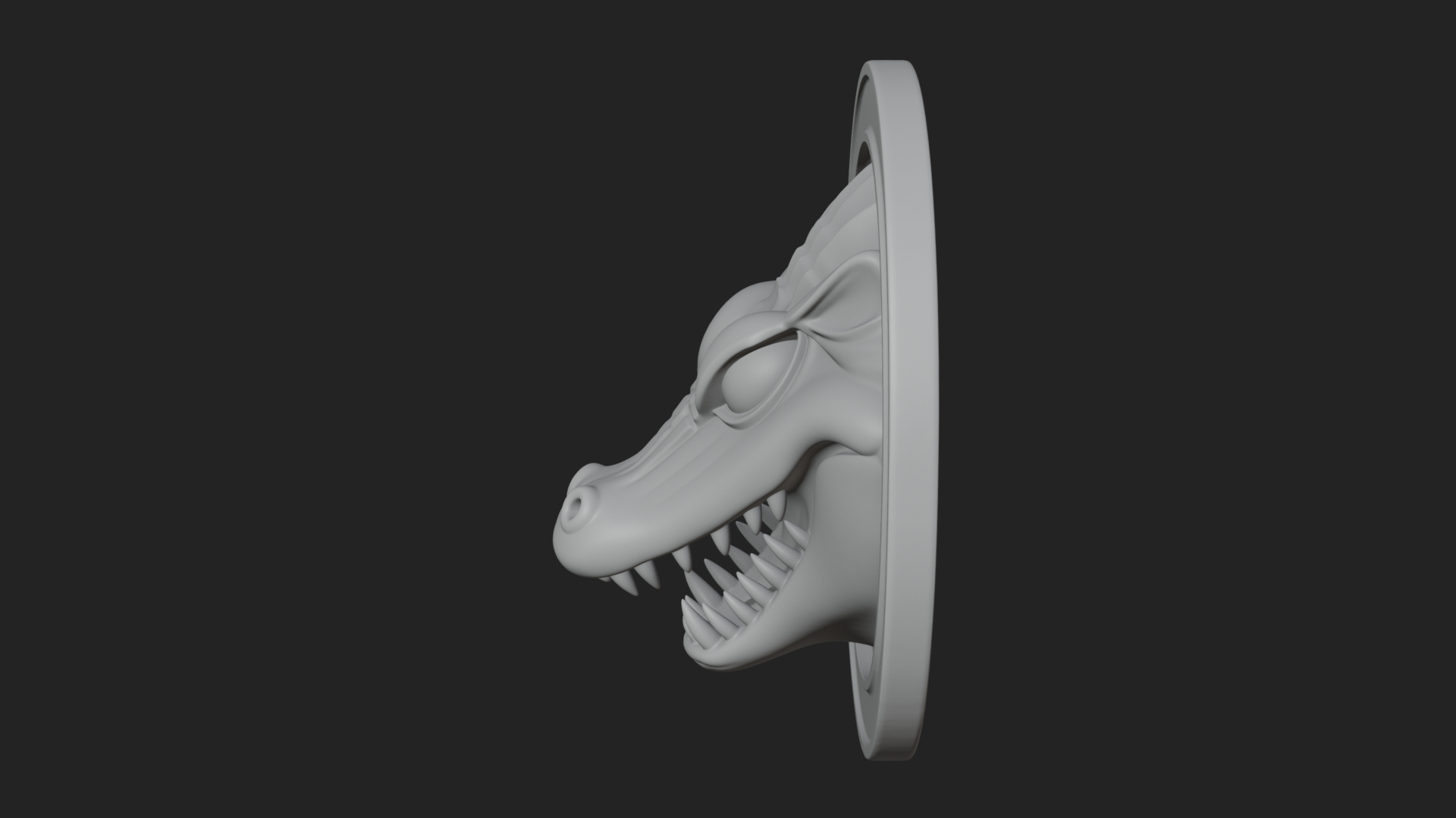 Crocodile Head Oval Plaque Design 4 3D Print Model 3D Model
