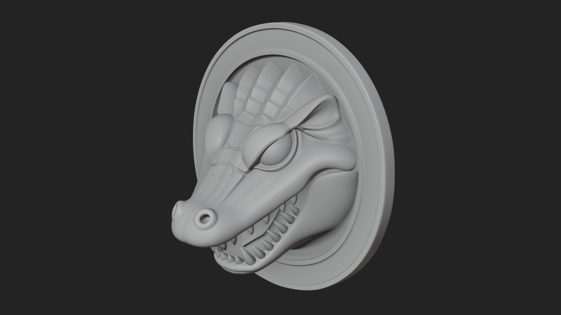Crocodile Head Oval Plaque Design 4 3D Print Model 3D Model