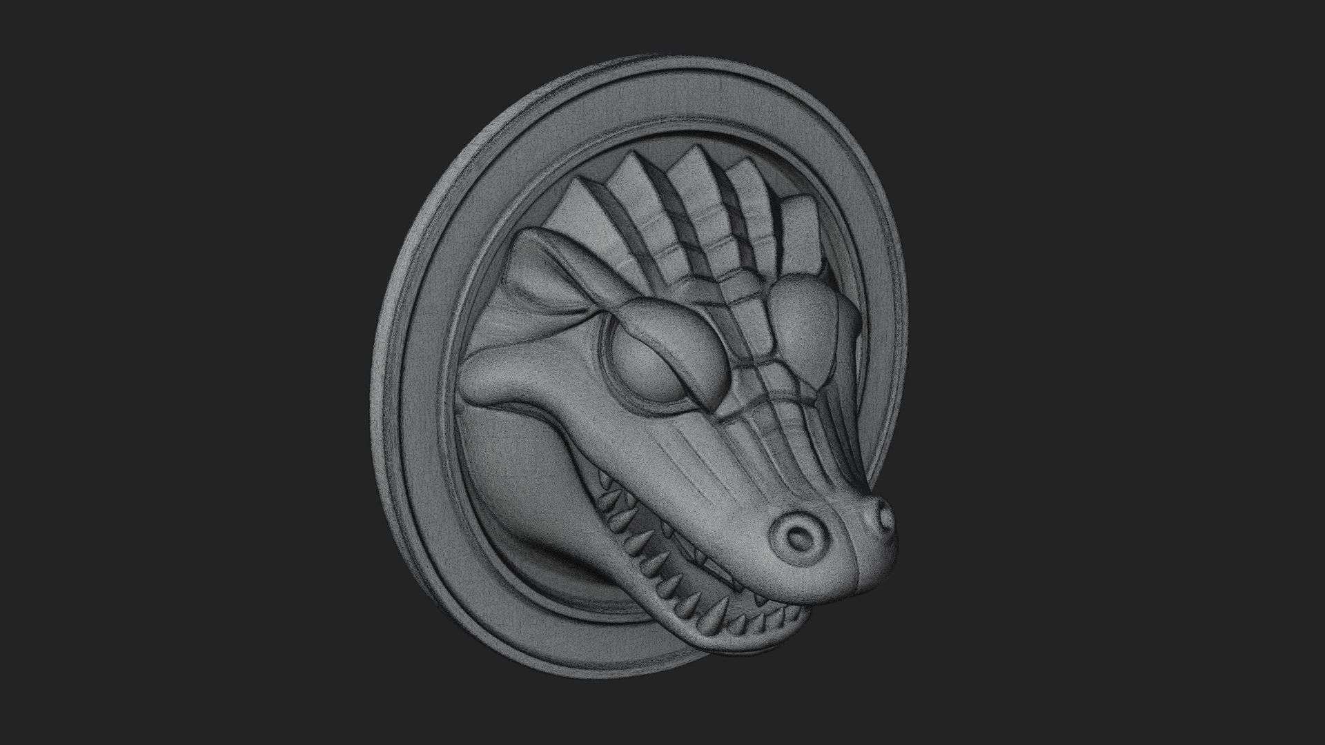 Crocodile Head Oval Plaque Design 4 3D Print Model 3D Model