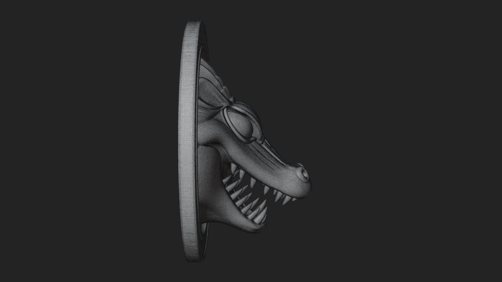 Crocodile Head Oval Plaque Design 4 3D Print Model 3D Model