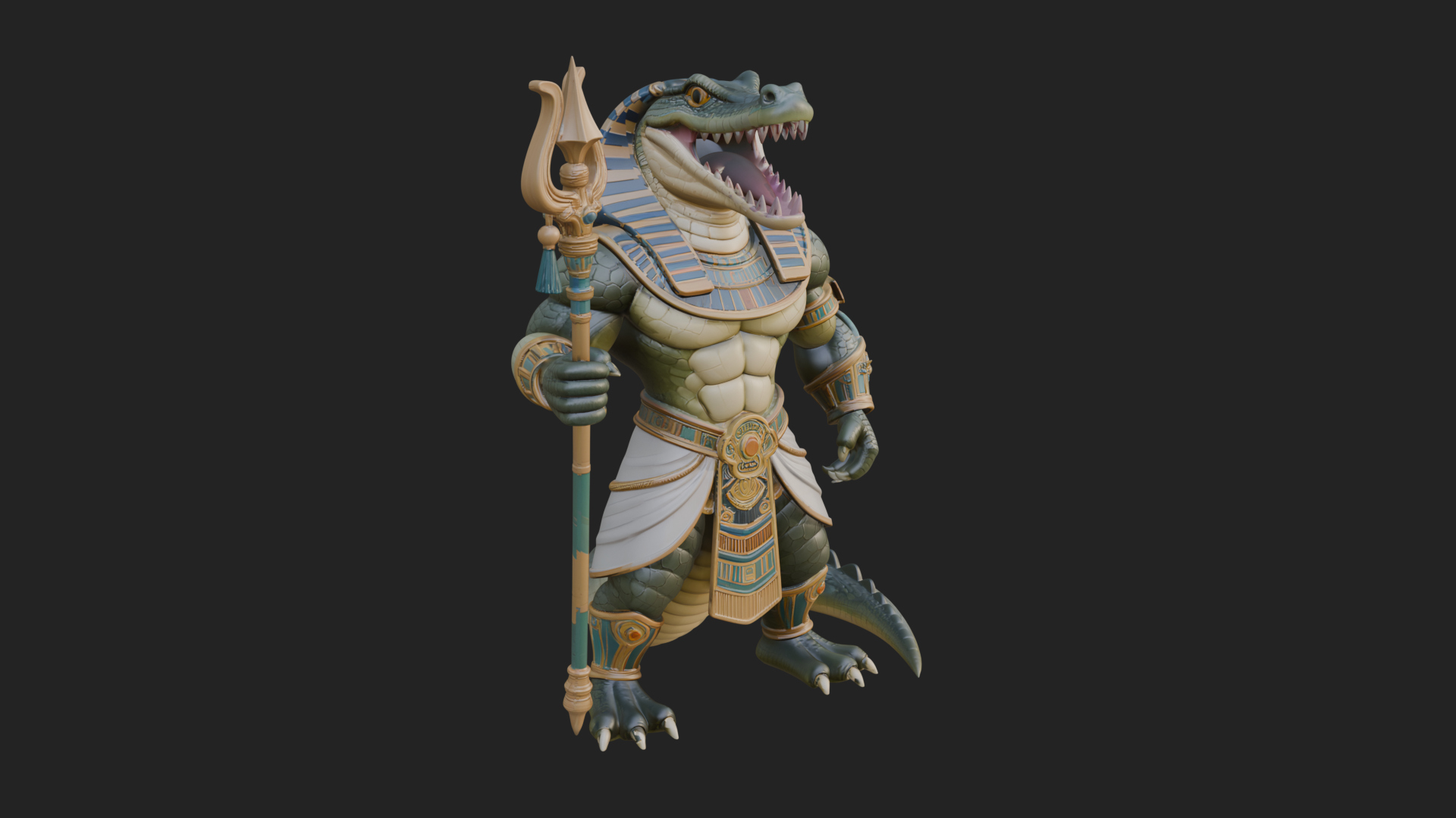 Crocodile-Headed Egyptian God Statue Design 1 3D Print 3D Model