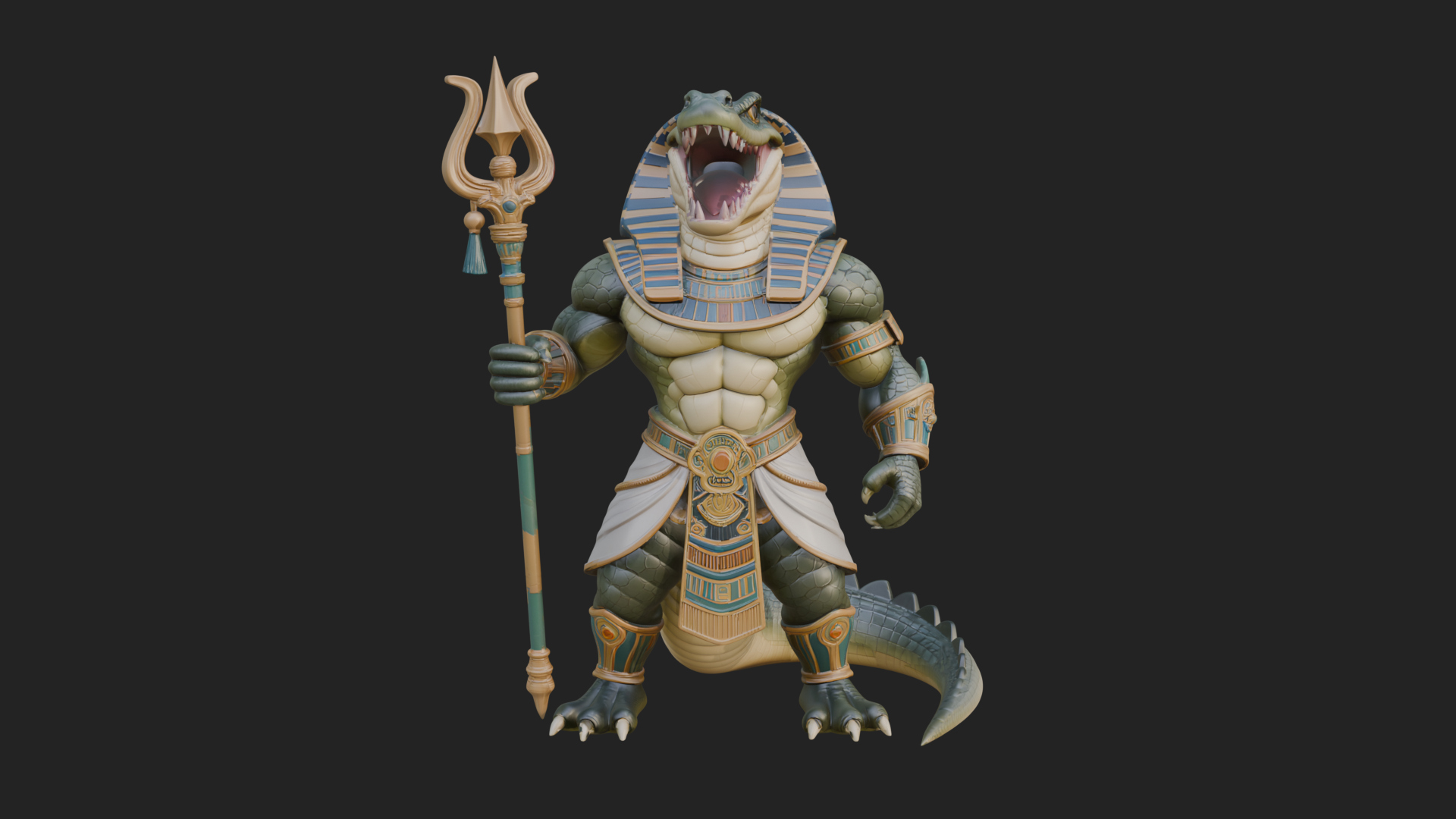 Crocodile-Headed Egyptian God Statue Design 1 3D Print 3D Model