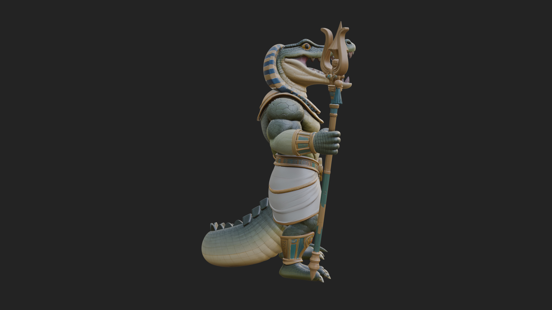 Crocodile-Headed Egyptian God Statue Design 1 3D Print 3D Model