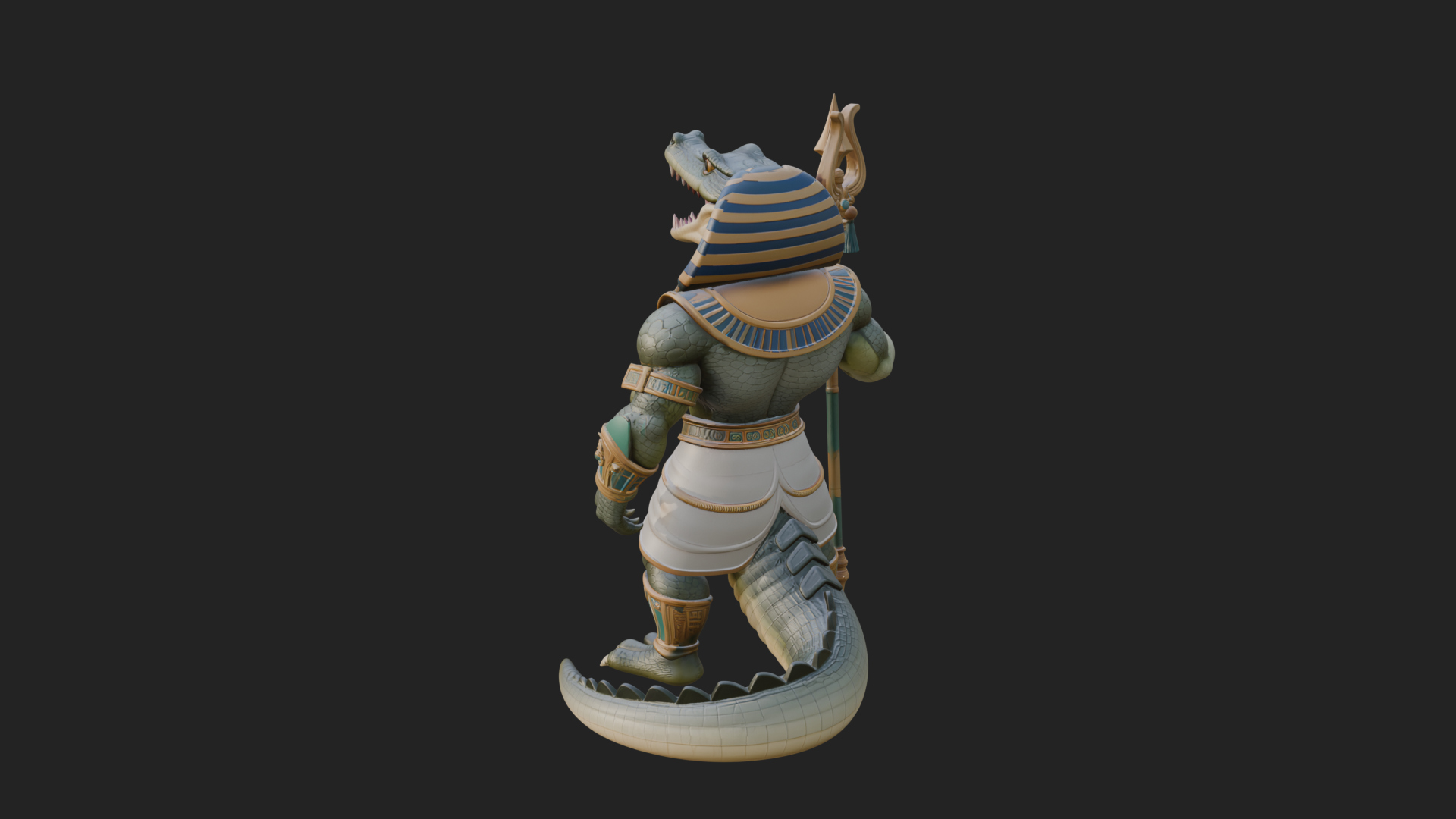 Crocodile-Headed Egyptian God Statue Design 1 3D Print 3D Model