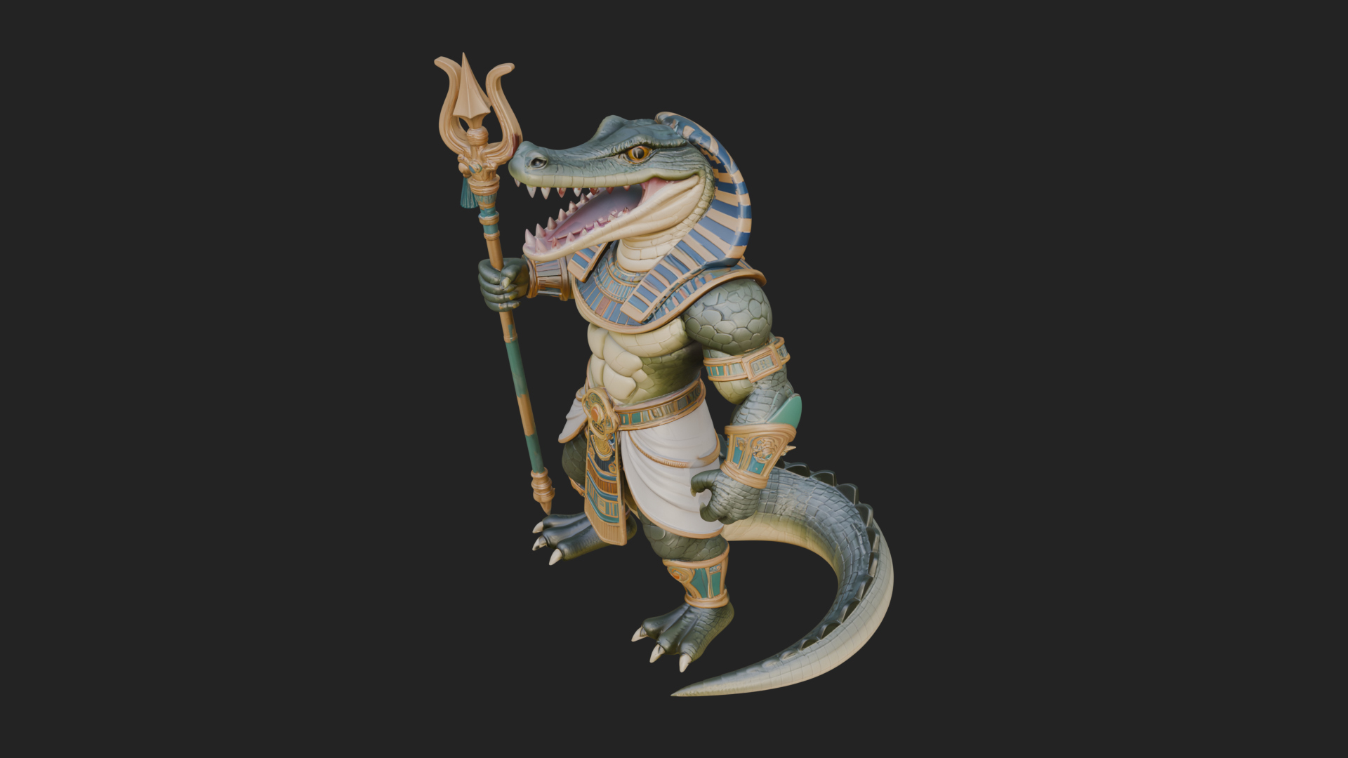 Crocodile-Headed Egyptian God Statue Design 1 3D Print 3D Model