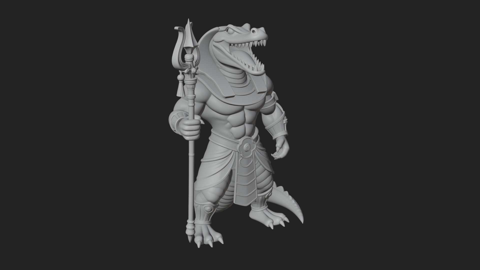 Crocodile-Headed Egyptian God Statue Design 1 3D Print 3D Model