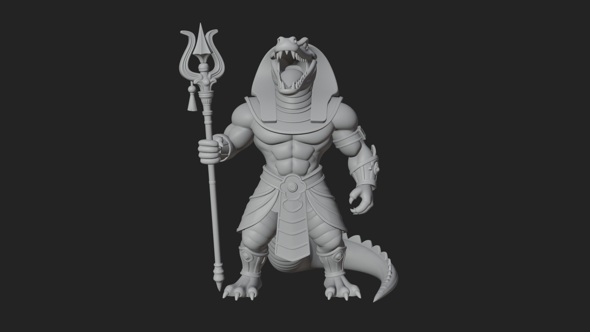 Crocodile-Headed Egyptian God Statue Design 1 3D Print 3D Model