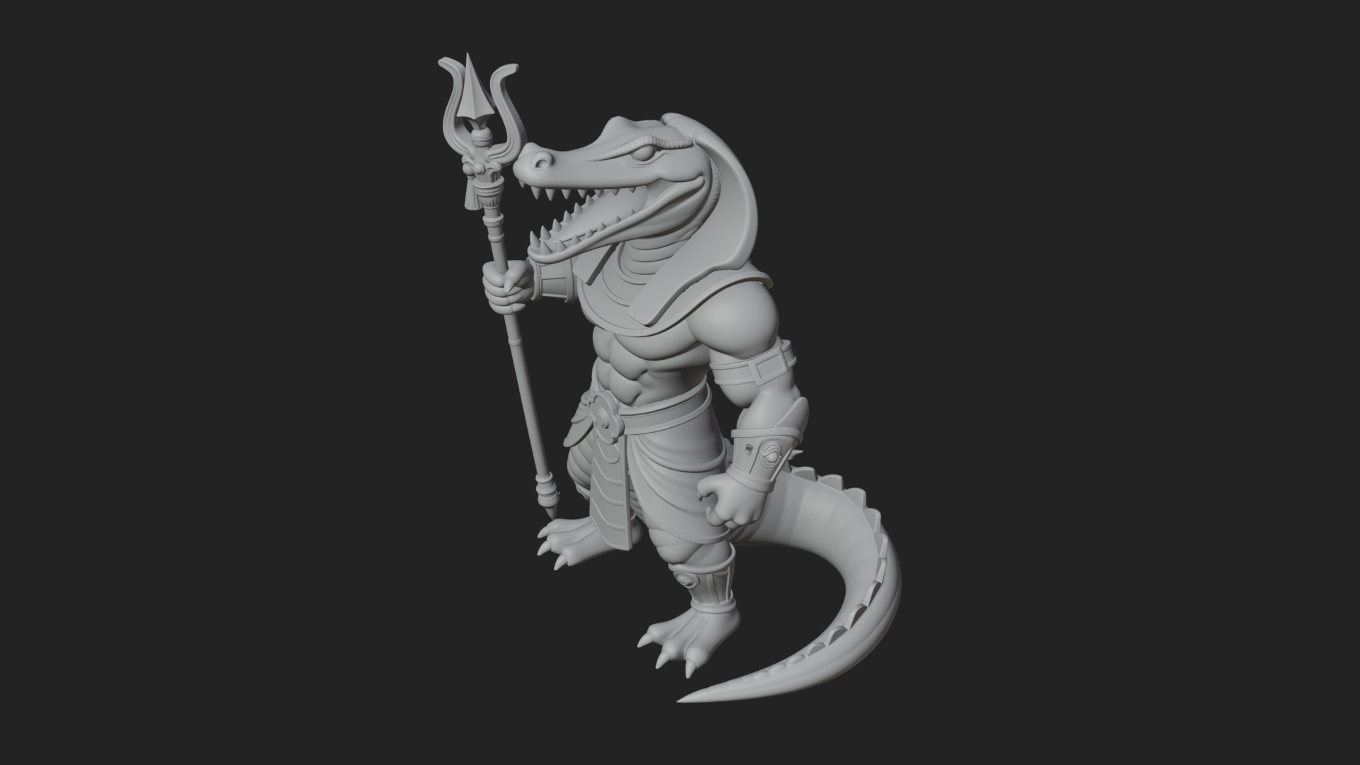 Crocodile-Headed Egyptian God Statue Design 1 3D Print 3D Model