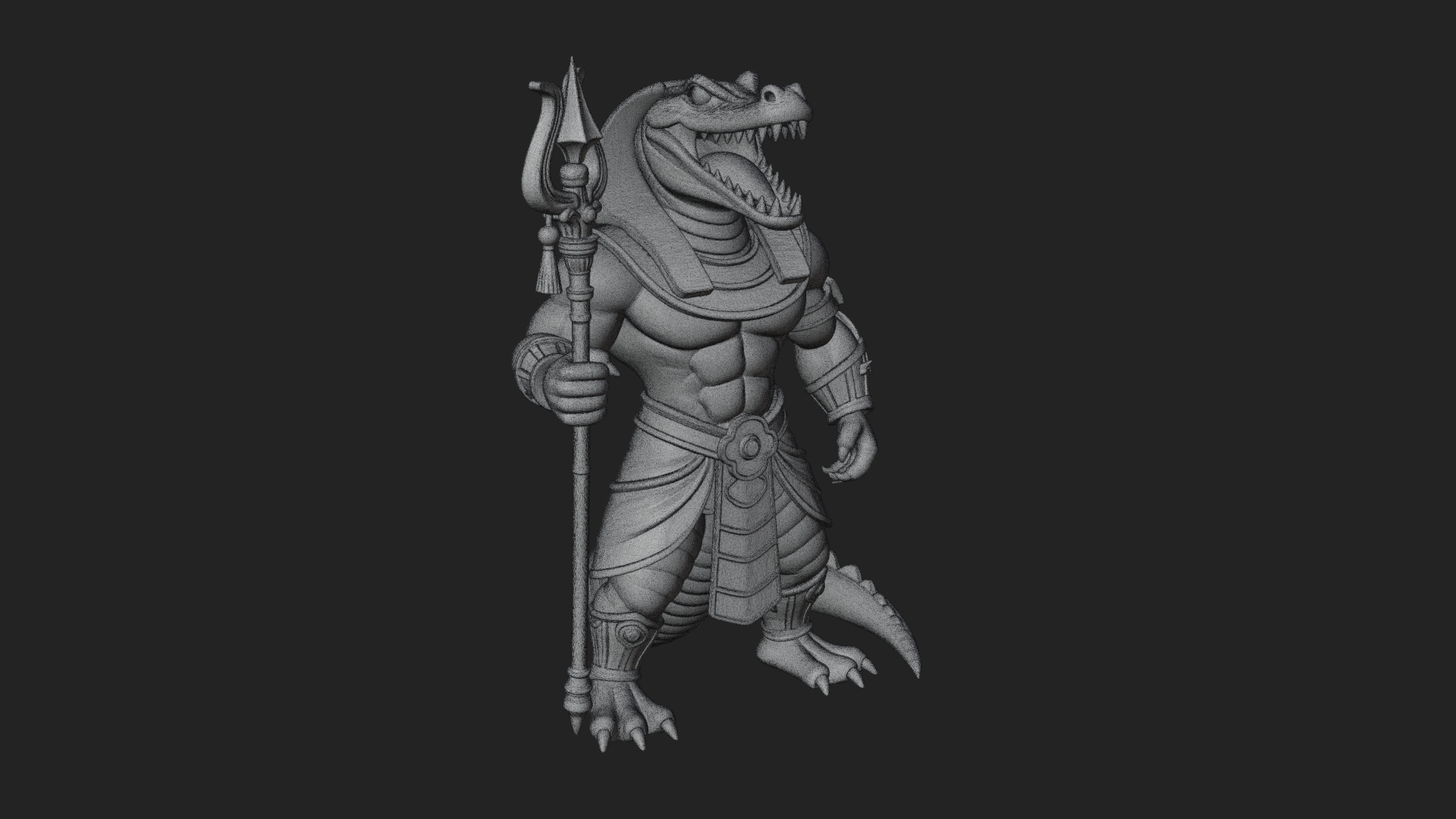 Crocodile-Headed Egyptian God Statue Design 1 3D Print 3D Model