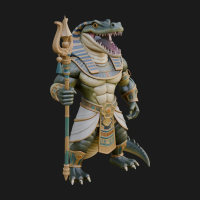 Crocodile-Headed Egyptian God Statue Design 1 3D Print