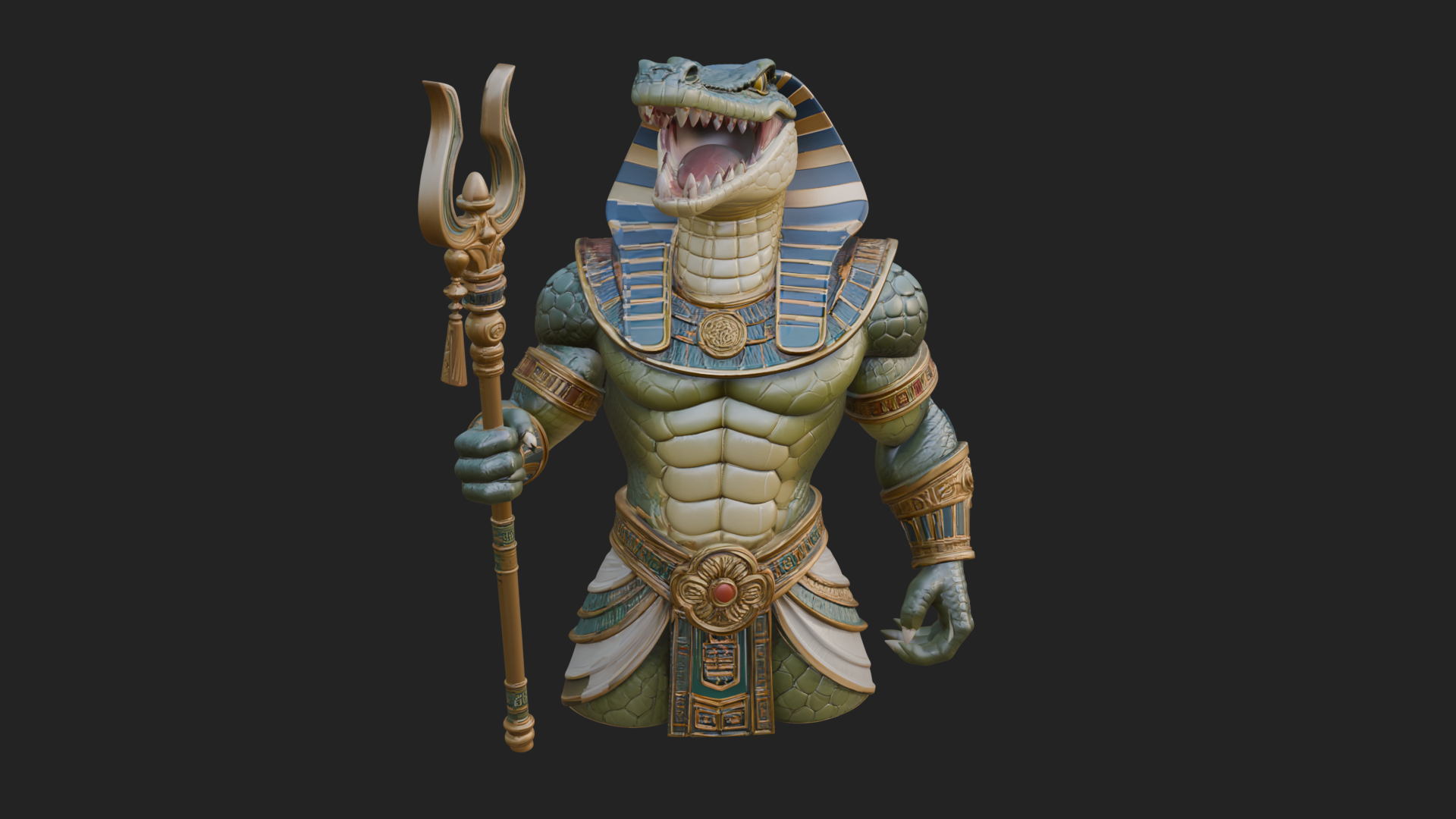 Crocodile Headed Egyptian God Statue Design 2 3D Print 3D Model