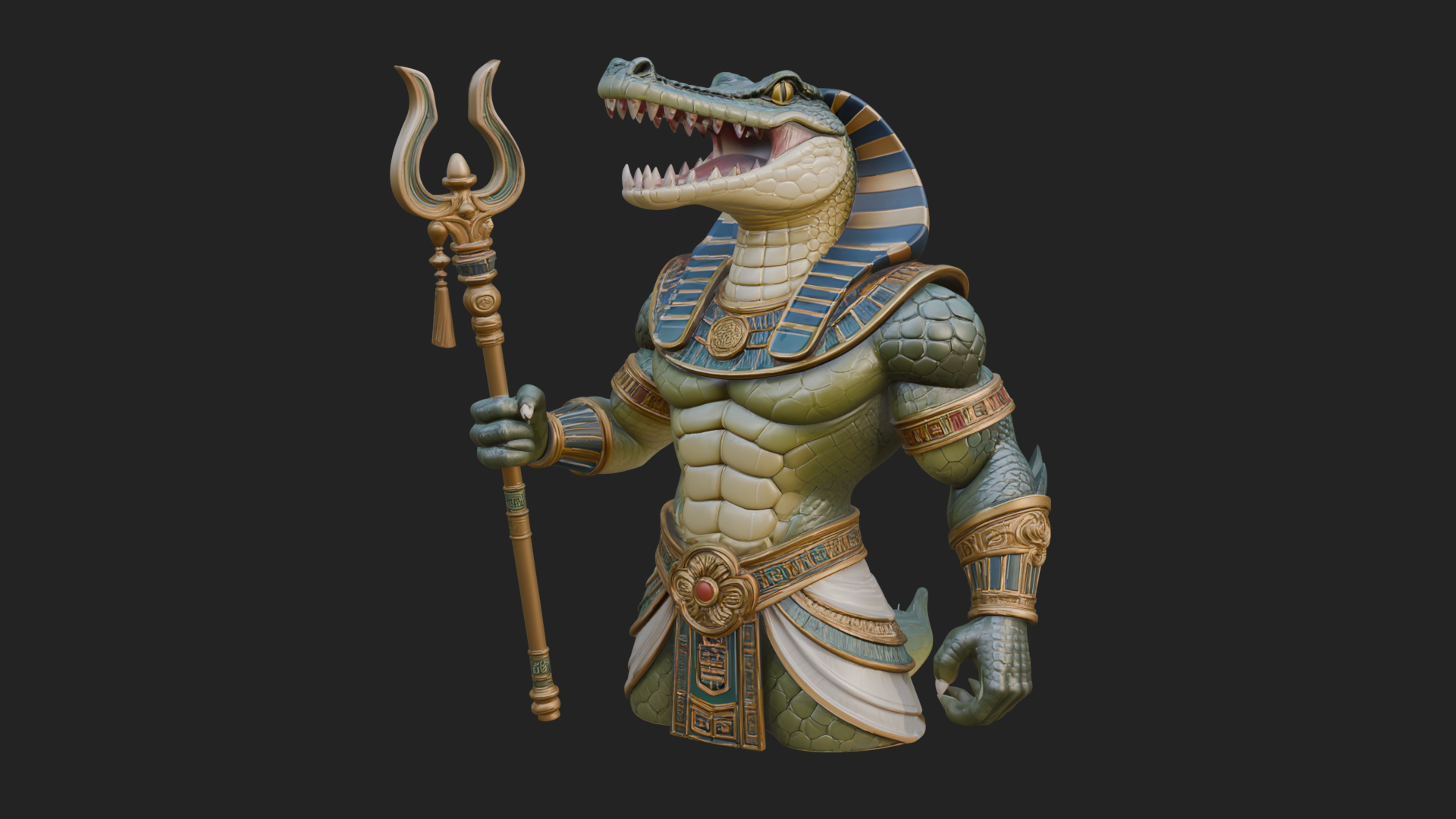 Crocodile Headed Egyptian God Statue Design 2 3D Print 3D Model