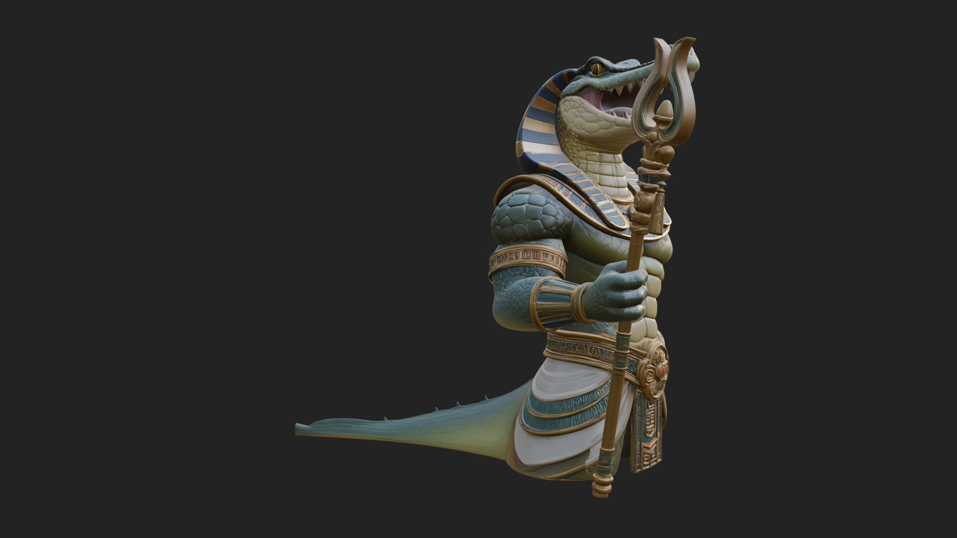 Crocodile Headed Egyptian God Statue Design 2 3D Print 3D Model