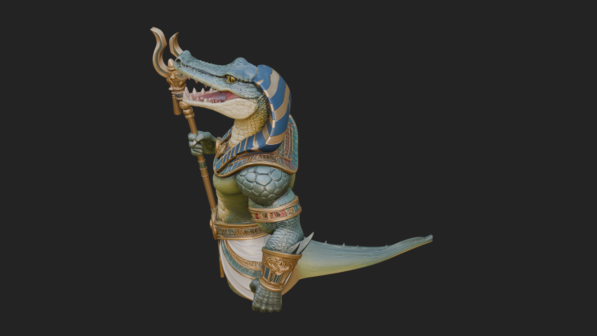 Crocodile Headed Egyptian God Statue Design 2 3D Print 3D Model