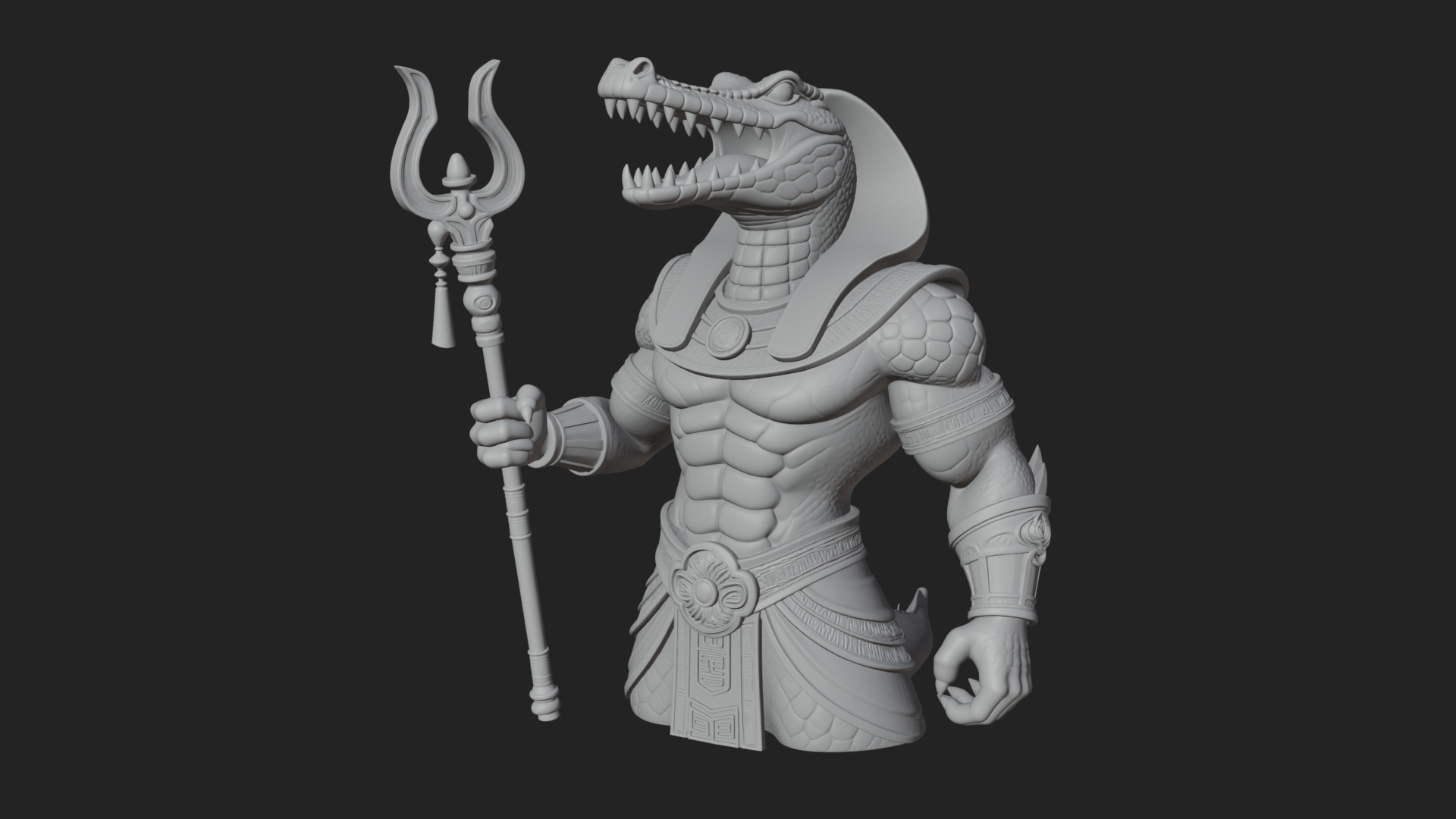 Crocodile Headed Egyptian God Statue Design 2 3D Print 3D Model