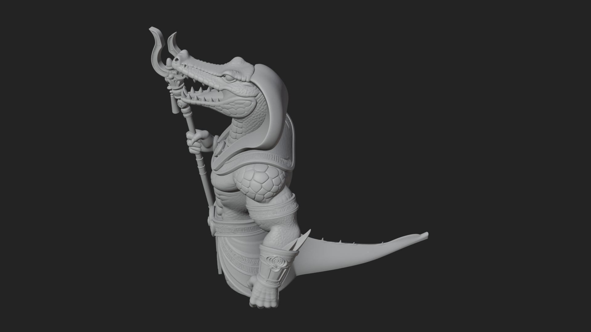 Crocodile Headed Egyptian God Statue Design 2 3D Print 3D Model