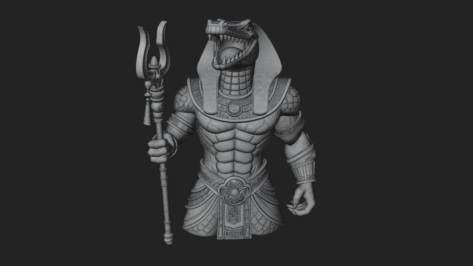 Crocodile Headed Egyptian God Statue Design 2 3D Print 3D Model