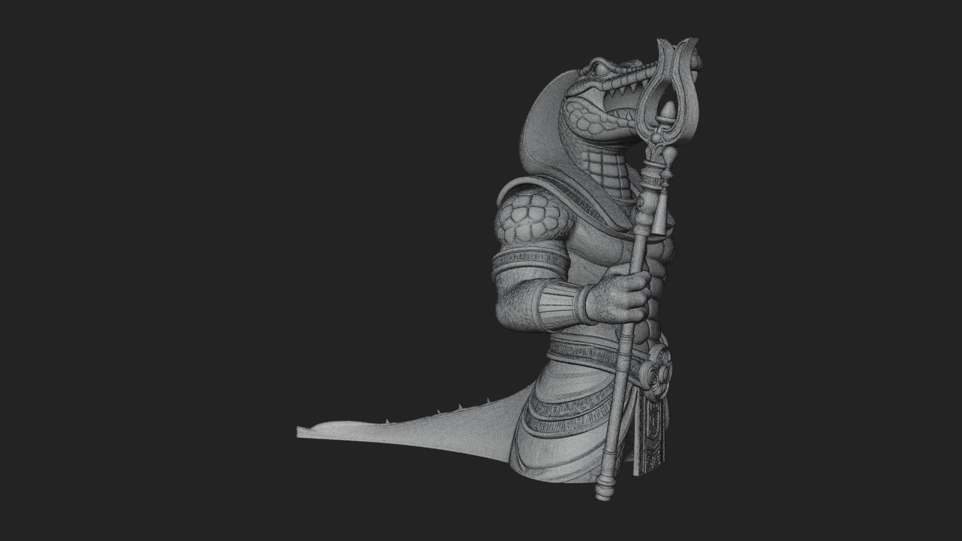 Crocodile Headed Egyptian God Statue Design 2 3D Print 3D Model