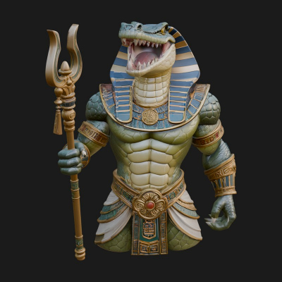 Crocodile Headed Egyptian God Statue Design 2 3D Print
