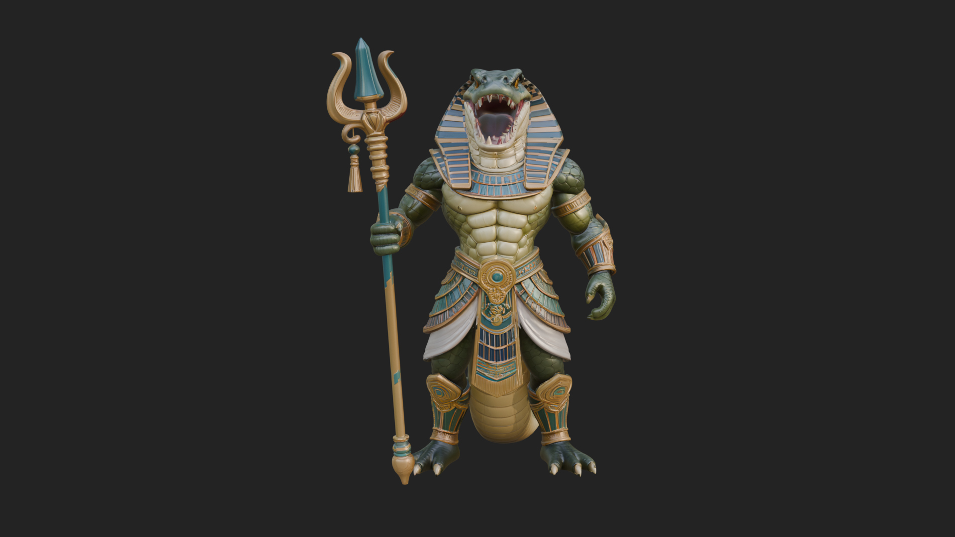 Crocodile-Headed Egyptian God Statue Design 3 3D Print 3D Model