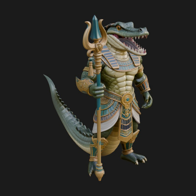 Crocodile-Headed Egyptian God Statue Design 3 3D Print