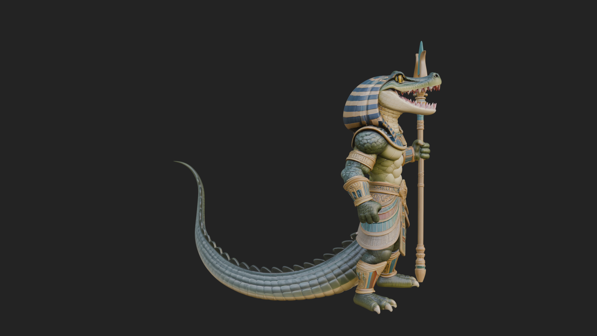 Crocodile-Headed Egyptian God Statue Design 4 3D Print 3D Model