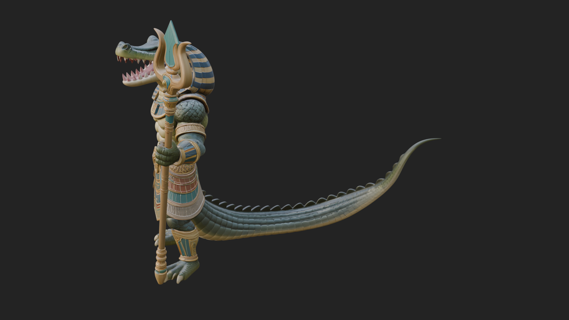 Crocodile-Headed Egyptian God Statue Design 4 3D Print 3D Model