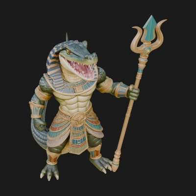 Crocodile-Headed Egyptian God Statue Design 4 3D Print