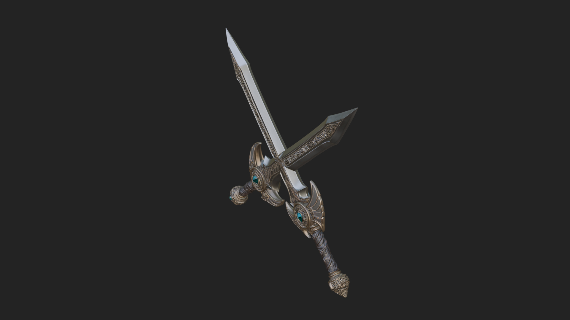 Crossed Twin Blade Model Design 1 3D Print Model 3D Model