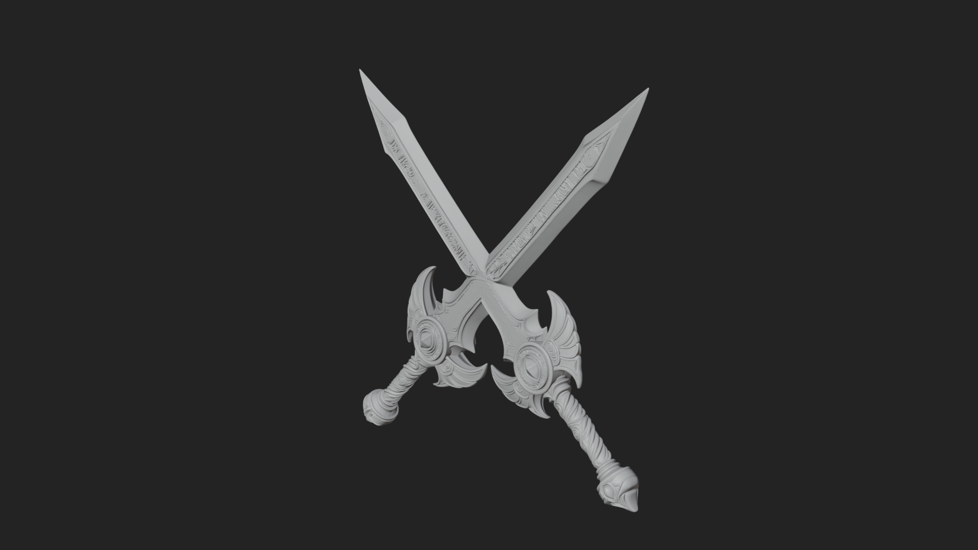 Crossed Twin Blade Model Design 1 3D Print Model 3D Model