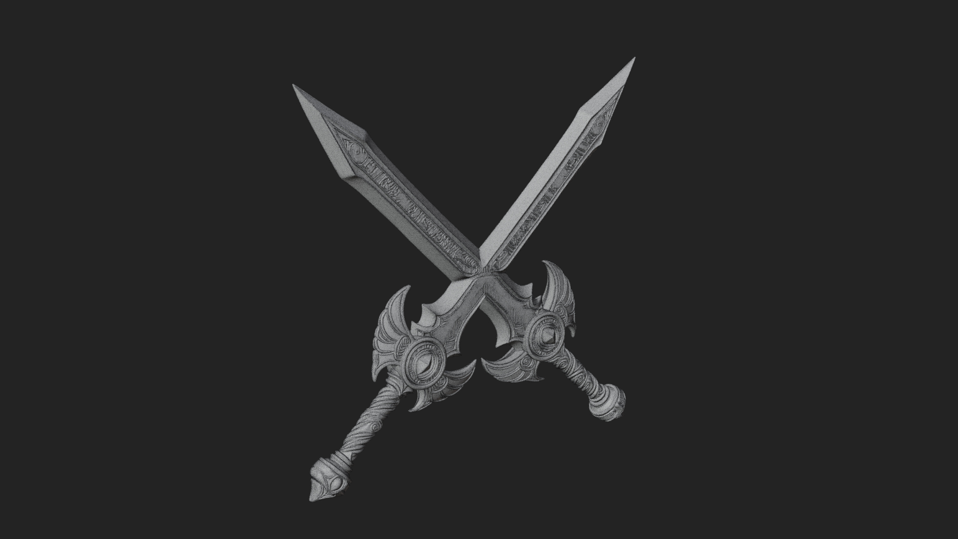 Crossed Twin Blade Model Design 1 3D Print Model 3D Model
