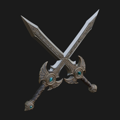 Crossed Twin Blade Model Design 1 3D Print Model