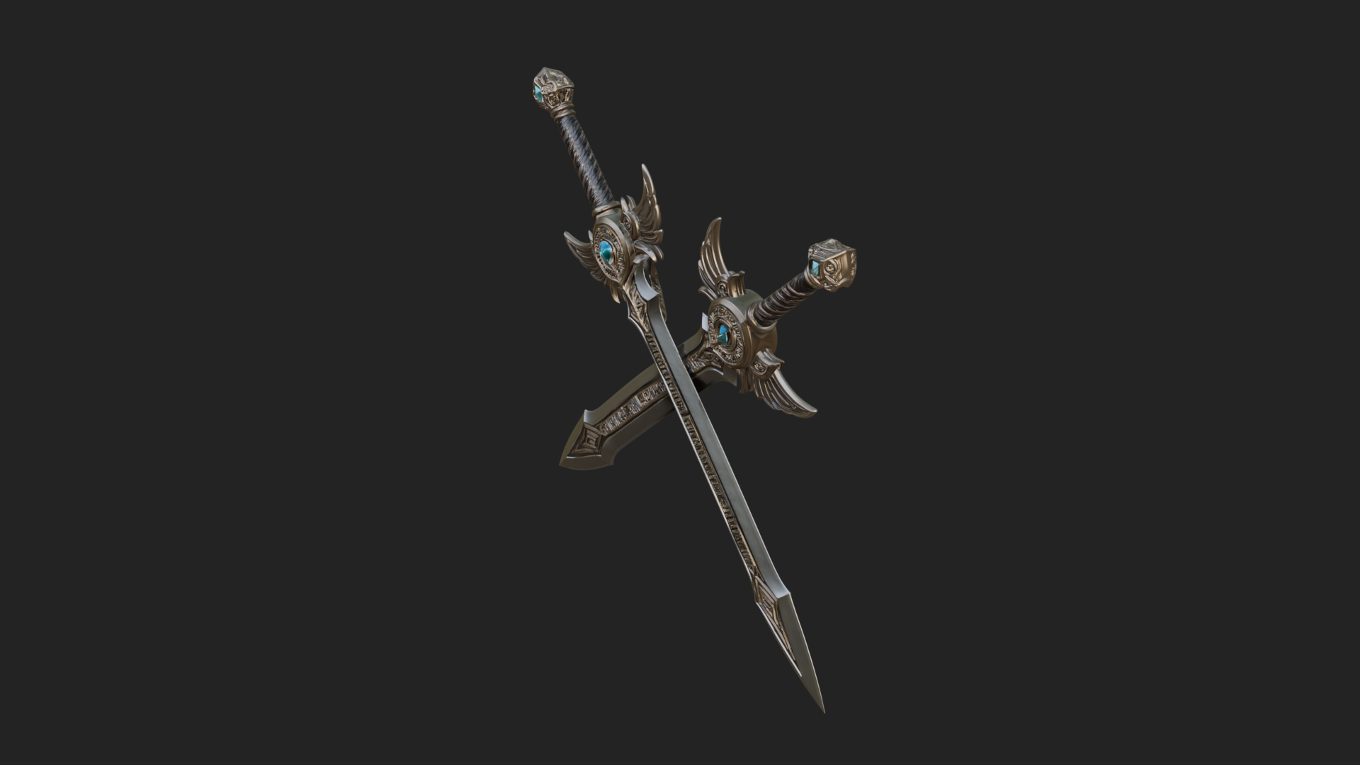 Crossed Twin Blade Model Design 2 3D Print Model 3D Model