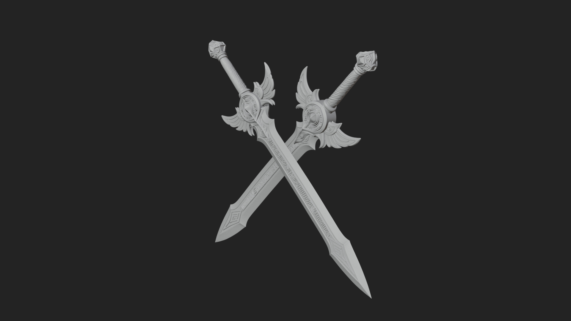 Crossed Twin Blade Model Design 2 3D Print Model 3D Model