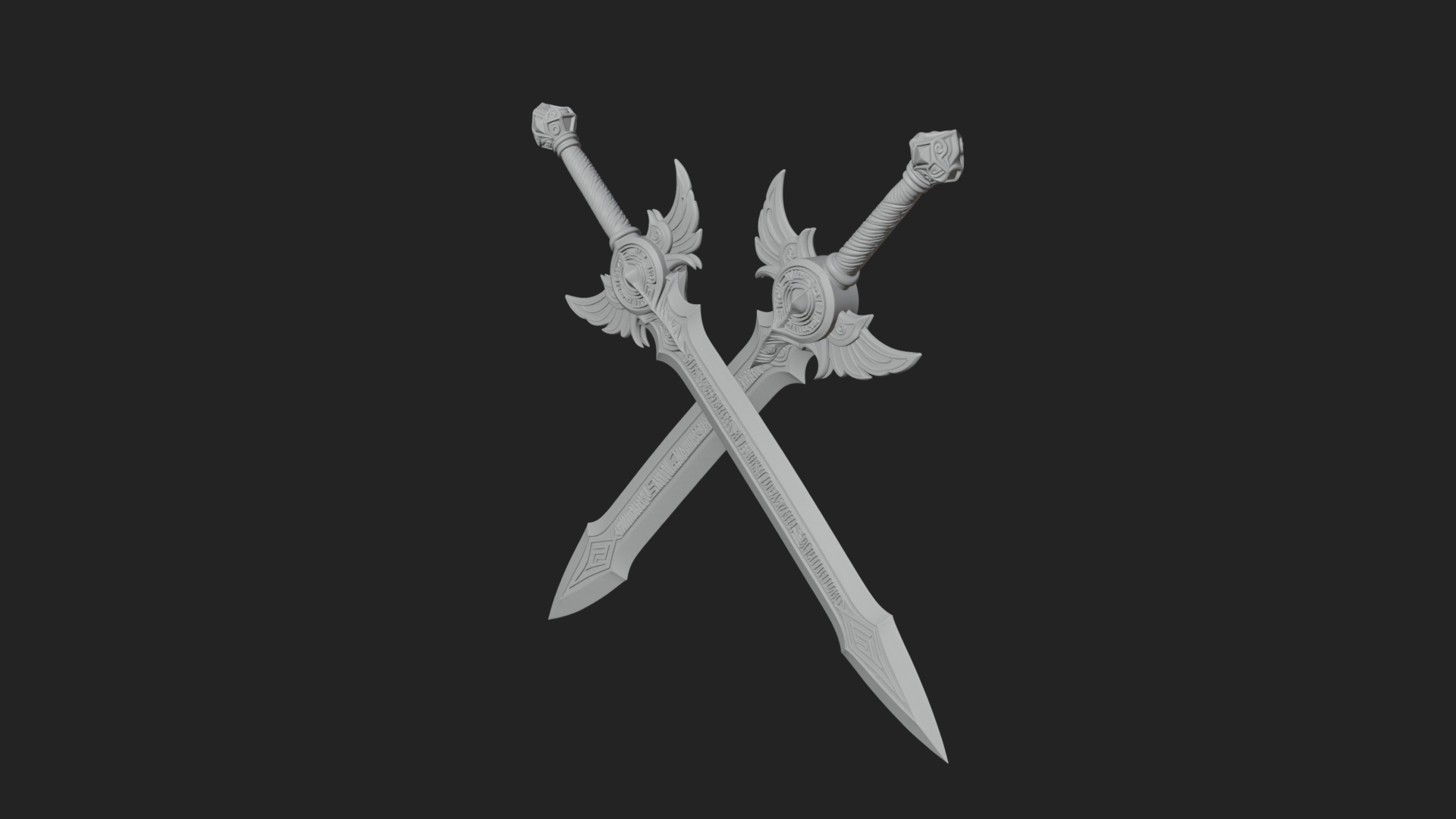 Crossed Twin Blade Model Design 2 3D Print Model 3D Model