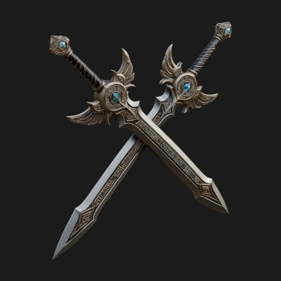Crossed Twin Blade Model Design 2 3D Print Model