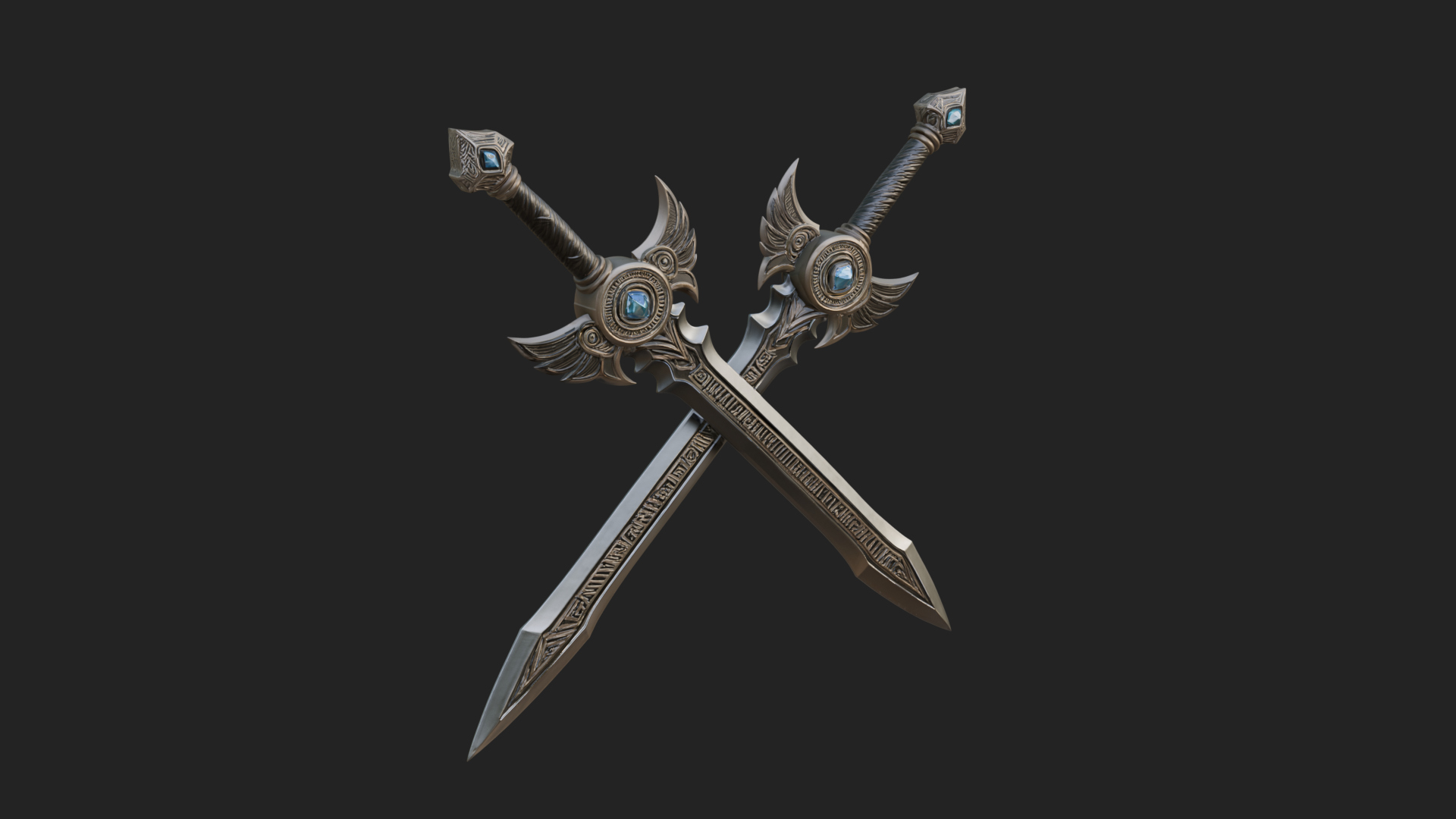 Crossed Twin Blade Model Design 3 3D Print Model 3D Model