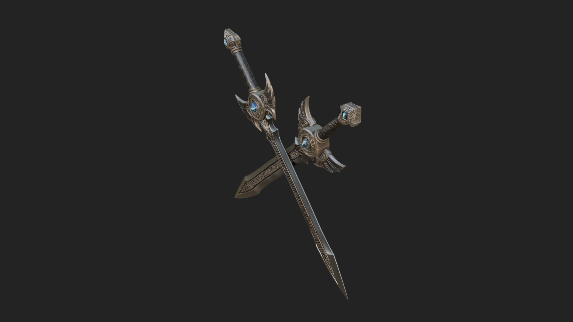 Crossed Twin Blade Model Design 3 3D Print Model 3D Model