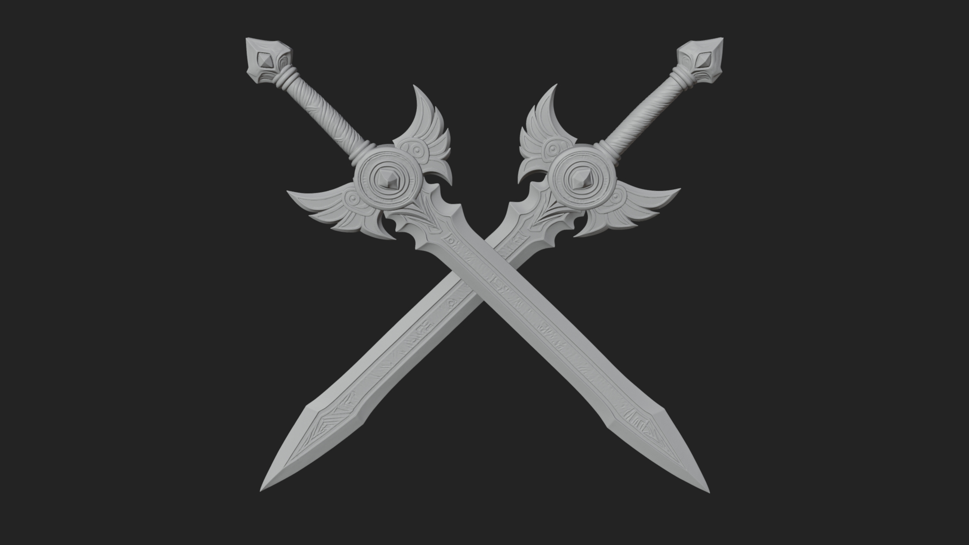 Crossed Twin Blade Model Design 3 3D Print Model 3D Model