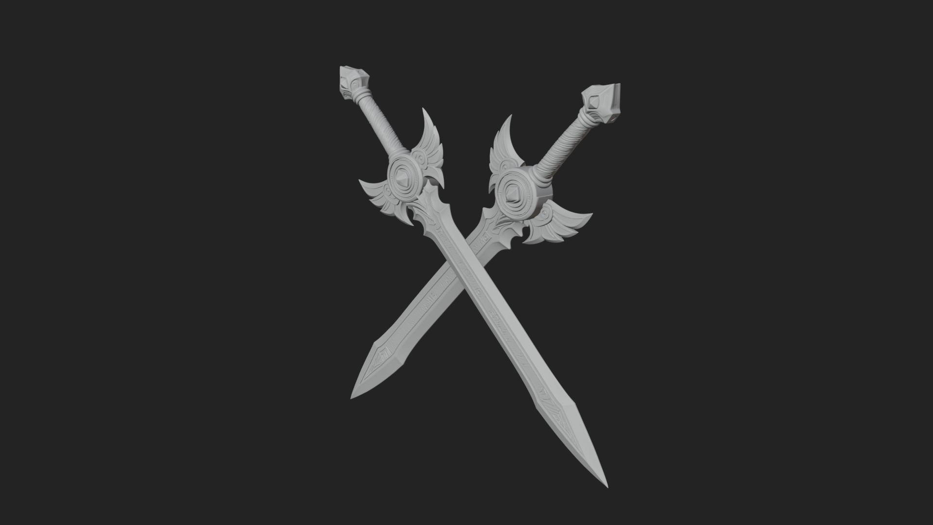 Crossed Twin Blade Model Design 3 3D Print Model 3D Model