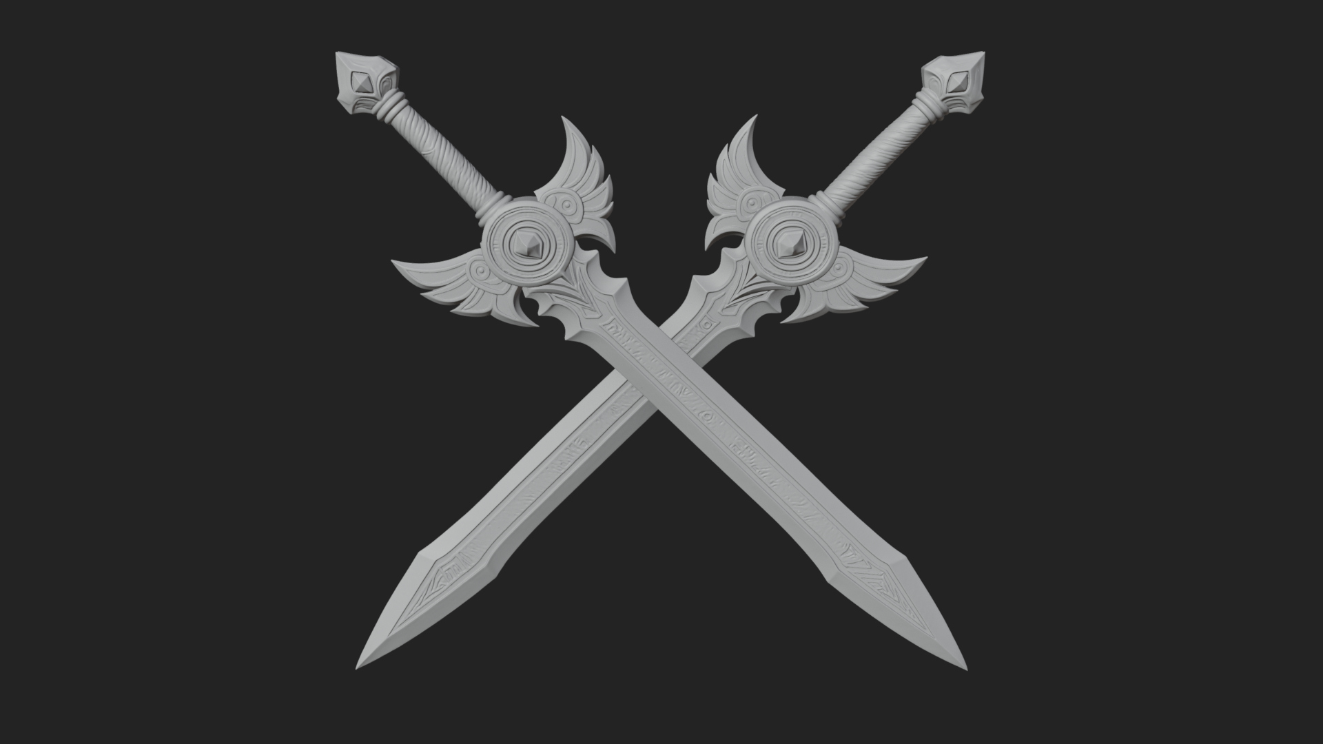 Crossed Twin Blade Model Design 3 3D Print Model 3D Model