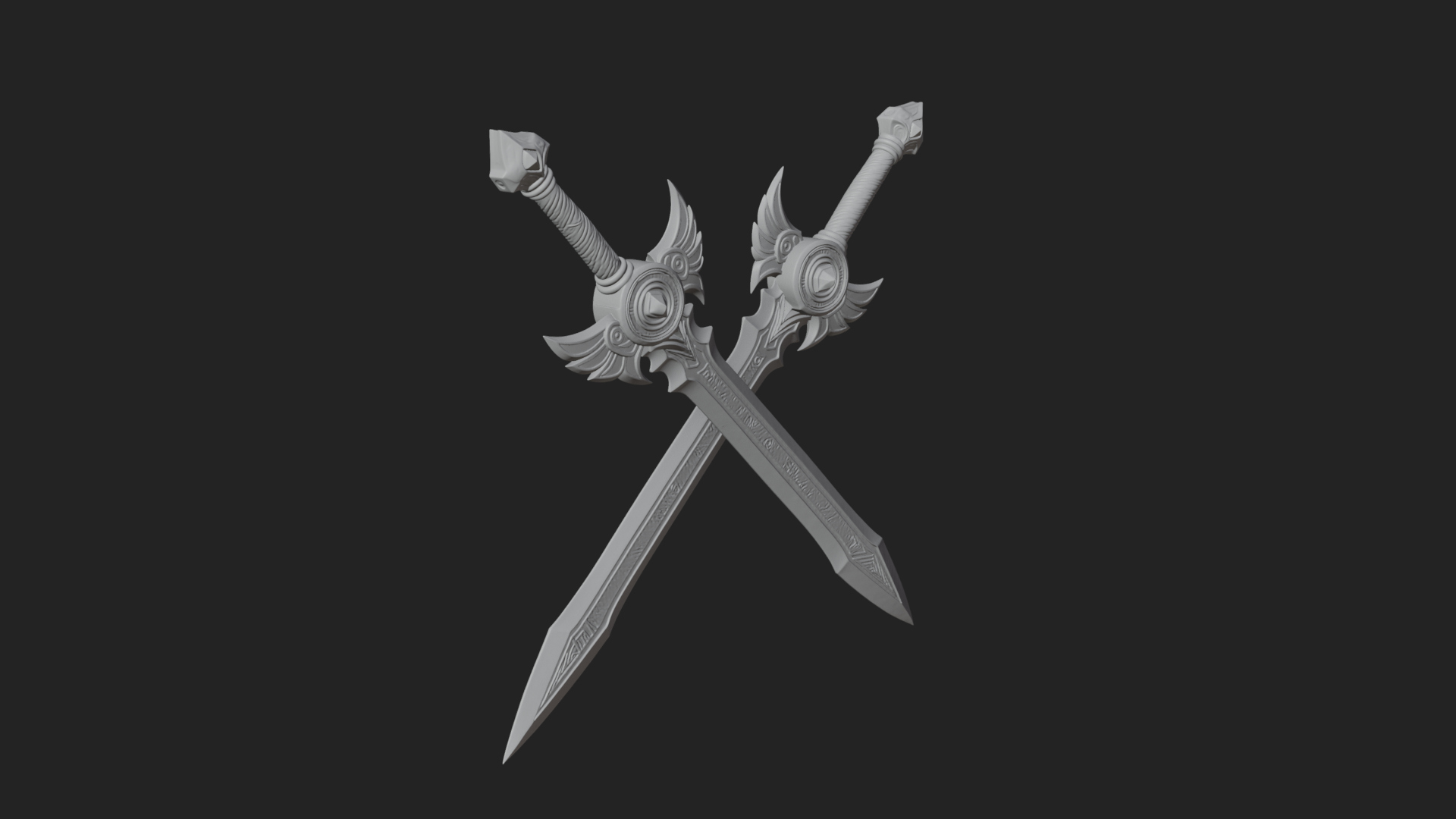 Crossed Twin Blade Model Design 3 3D Print Model 3D Model