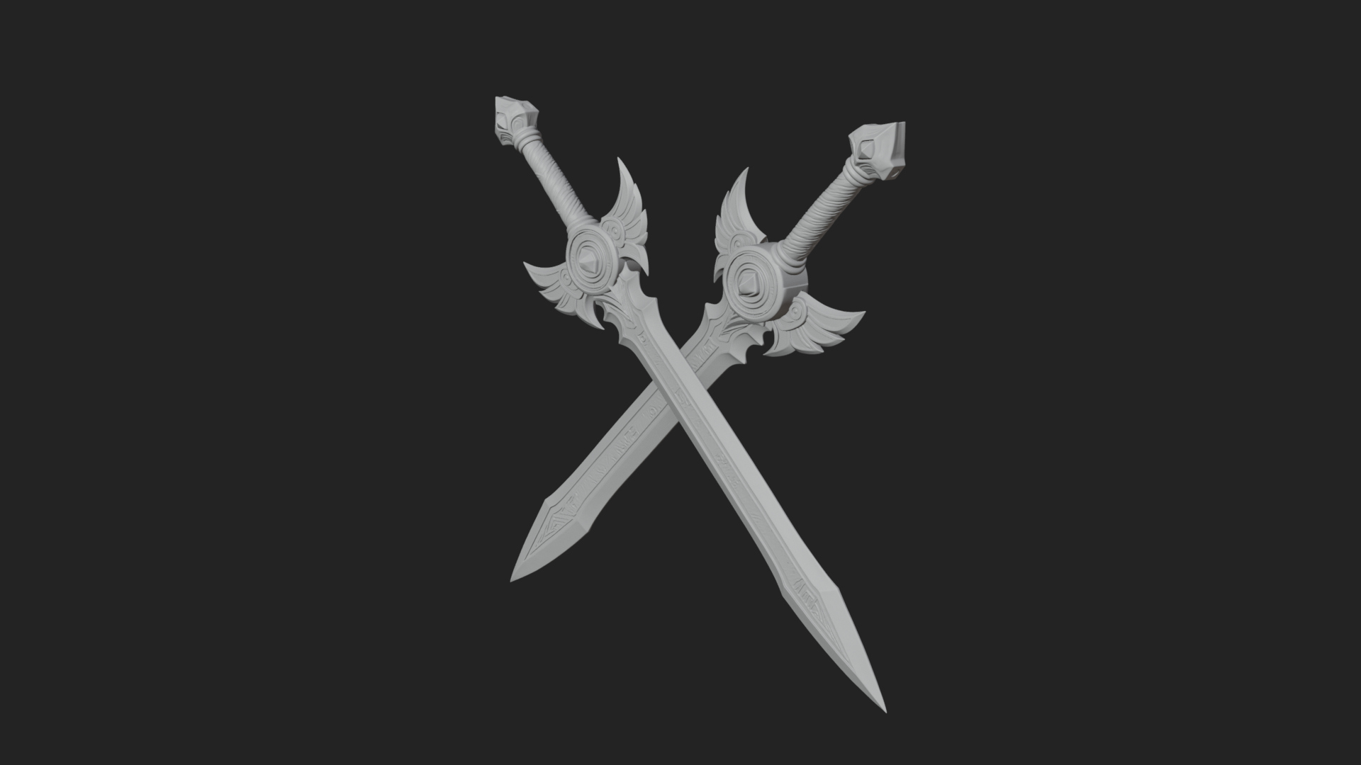 Crossed Twin Blade Model Design 3 3D Print Model 3D Model