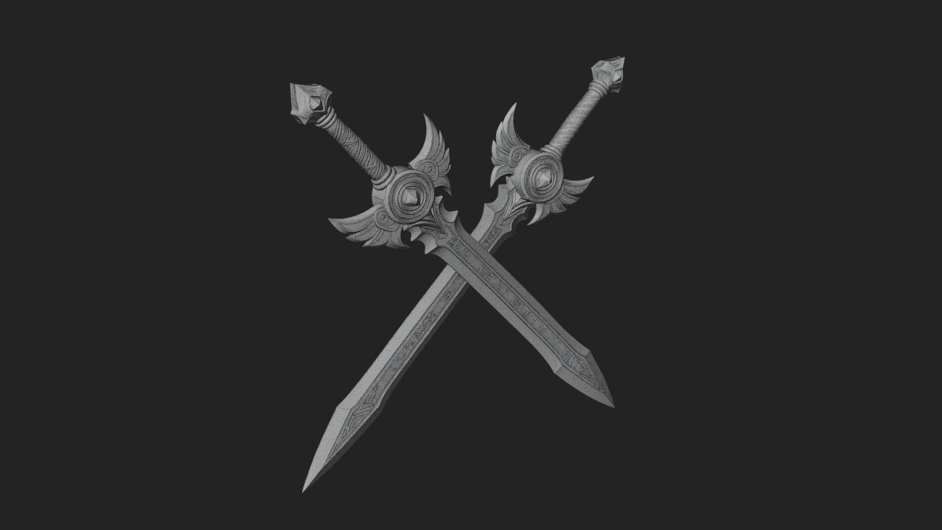Crossed Twin Blade Model Design 3 3D Print Model 3D Model