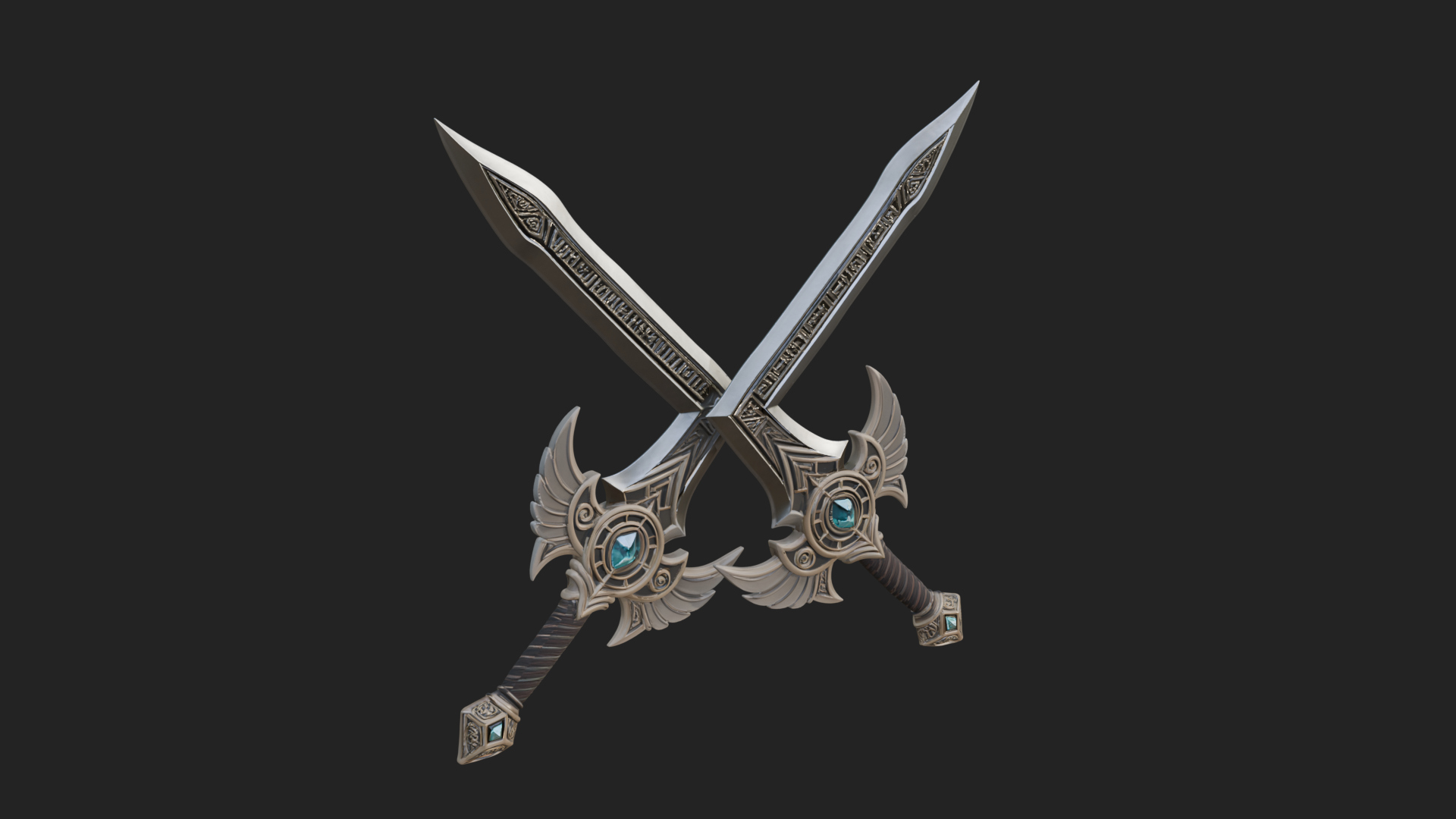 Crossed Twin Blade Model Design 4 3D Print Model 3D Model