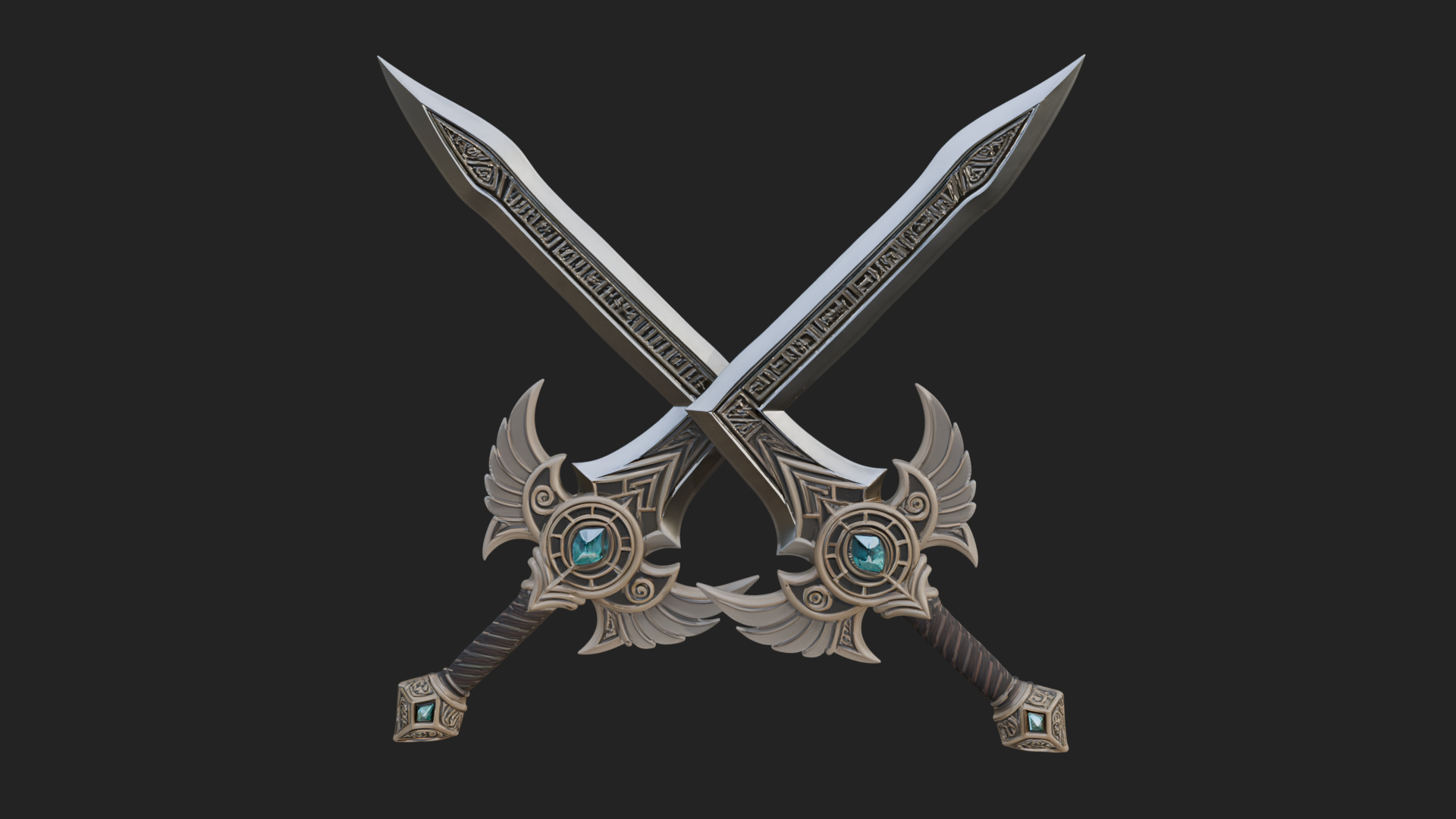 Crossed Twin Blade Model Design 4 3D Print Model 3D Model