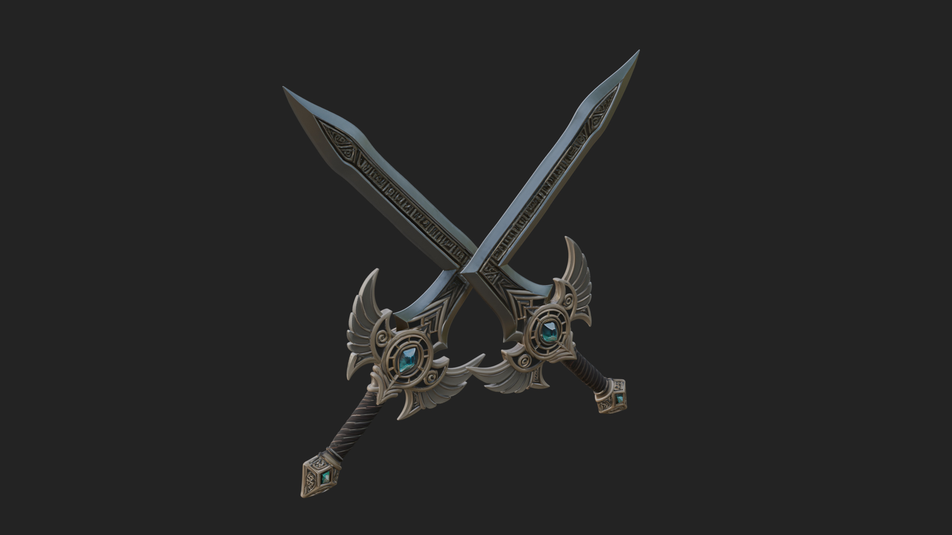 Crossed Twin Blade Model Design 4 3D Print Model 3D Model