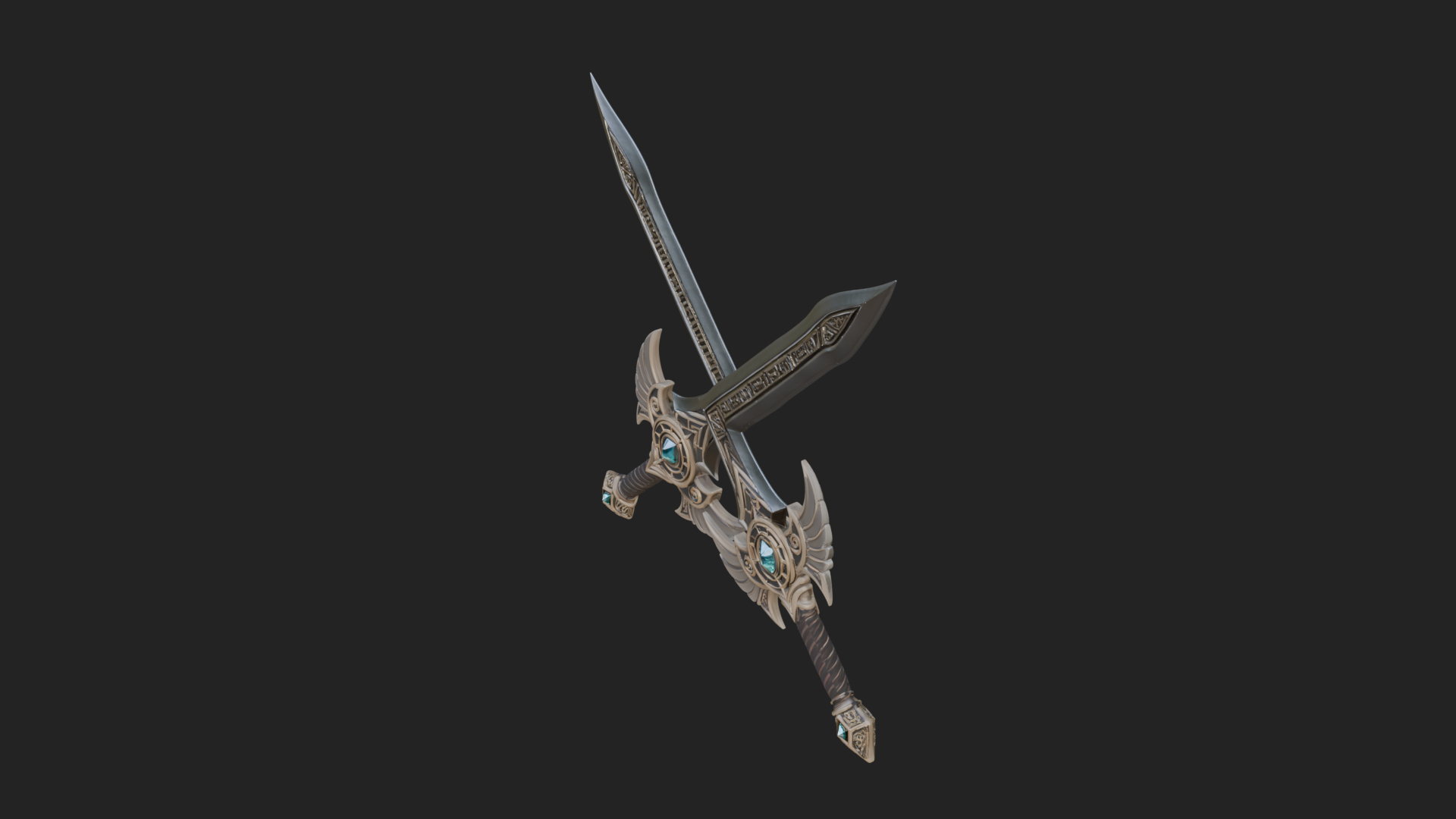 Crossed Twin Blade Model Design 4 3D Print Model 3D Model