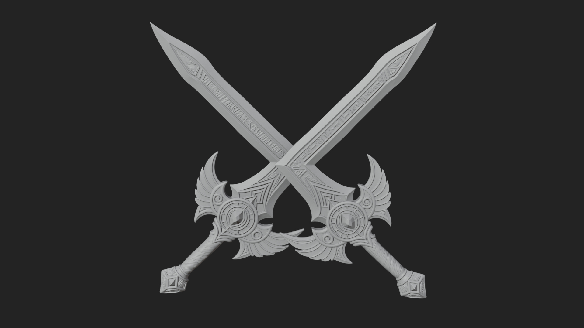 Crossed Twin Blade Model Design 4 3D Print Model 3D Model