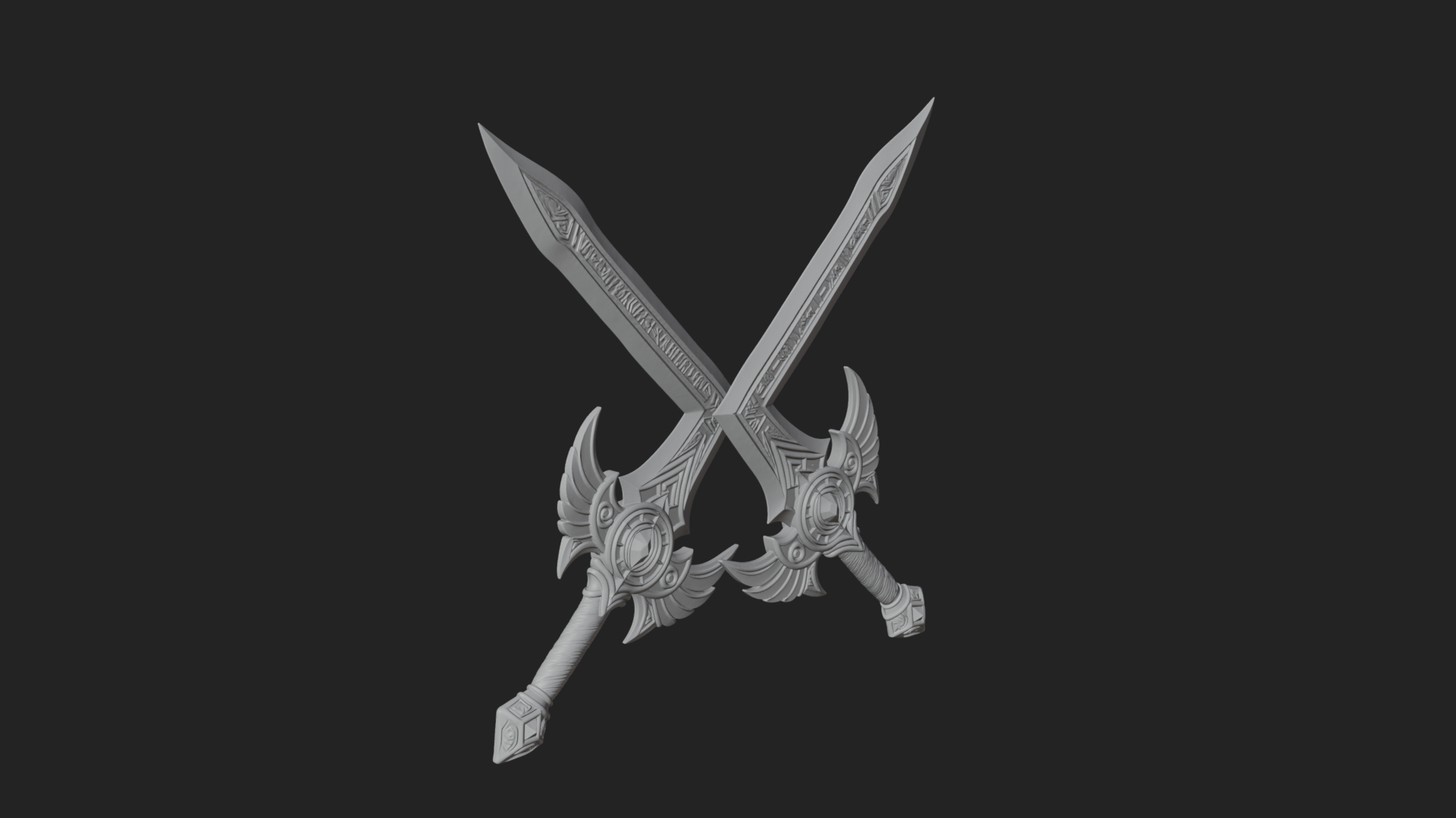 Crossed Twin Blade Model Design 4 3D Print Model 3D Model